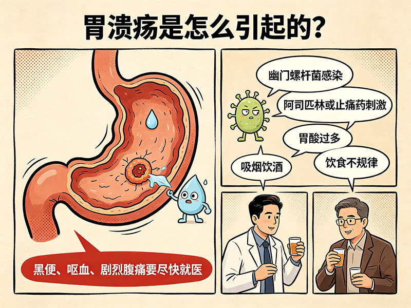 胃溃疡是怎么引起的