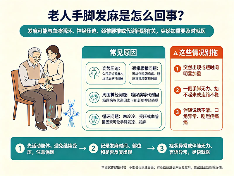 老人手脚发麻是怎么回事